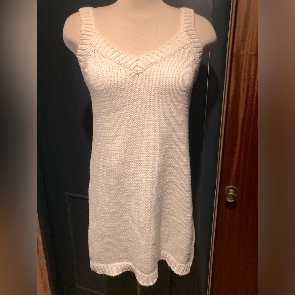 White Knit Sleeveless Dress